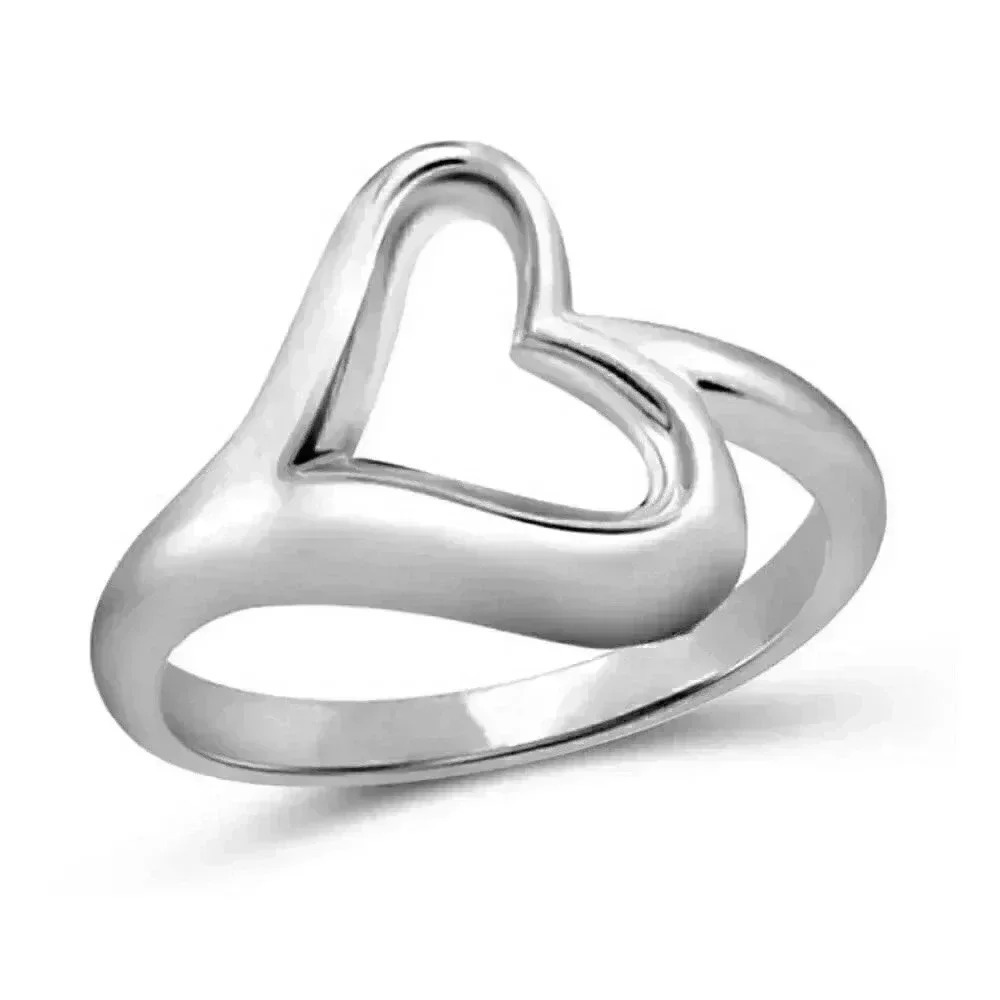 Beautiful Boho 925 Sterling Silver Hollow Heart Ring